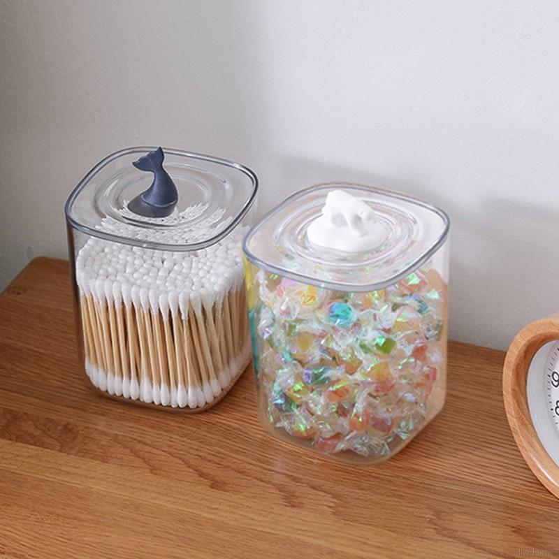 Hộp nhựa Acrylic màu trong suốt chuyên đựng tăm bông | BigBuy360 - bigbuy360.vn