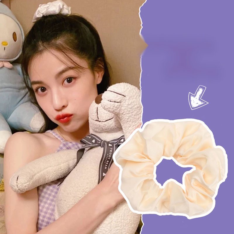 Dây cột tóc cỡ lớn màu trơn đơn giản dễ phối đồ thời trang mùa hè
