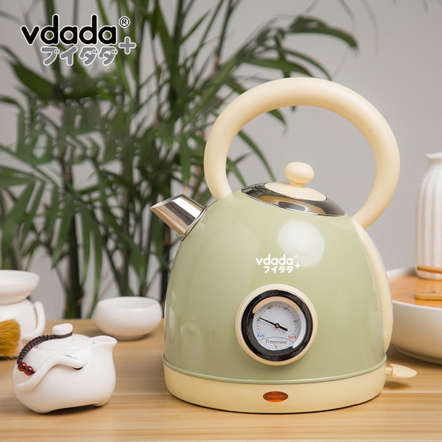 Ấm siêu tốc đun nước Vdada pha trà cao cấp Decor nhà bếp phong cách Vintage, dung tích 1.7L