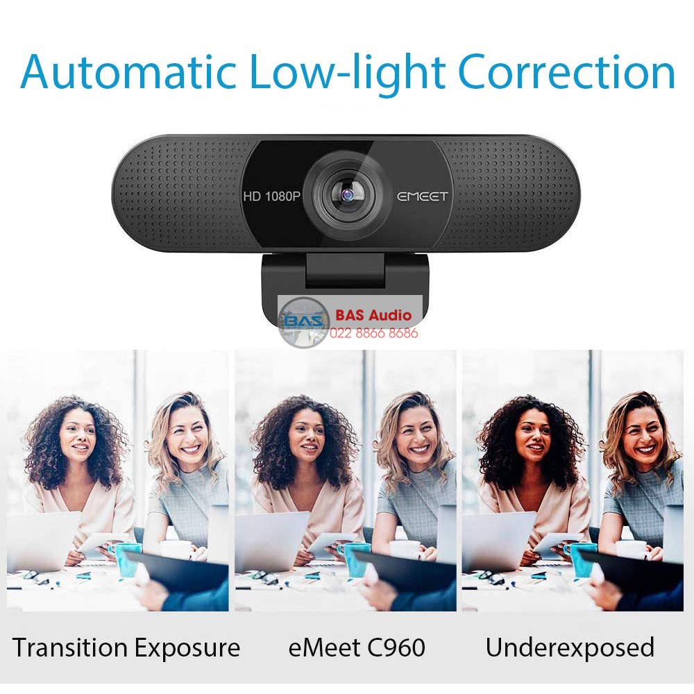Webcam eMeet C960, webcam họp trực tuyến chính hãng, góc rộng 90 độ, chất lượng FullHD, kèm micro, kết nối qua cổng USB | BigBuy360 - bigbuy360.vn