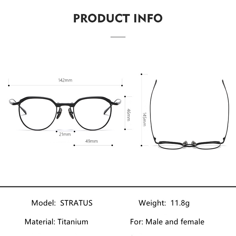 Mắt Kính Gọng Cong Tròn Bằng Titan Nguyên Chất Phong Cách Boston Nhật Bản Mới 2022 Cho Nam Và Nữ