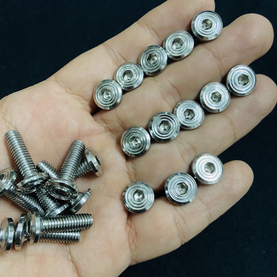 Ốc inox 6ly20 mẫu THÁI V2 mẫu đơn giản sáng bóng lắp dàn áo các loại xe máy HONDA, YAMAHA, SUZUKI