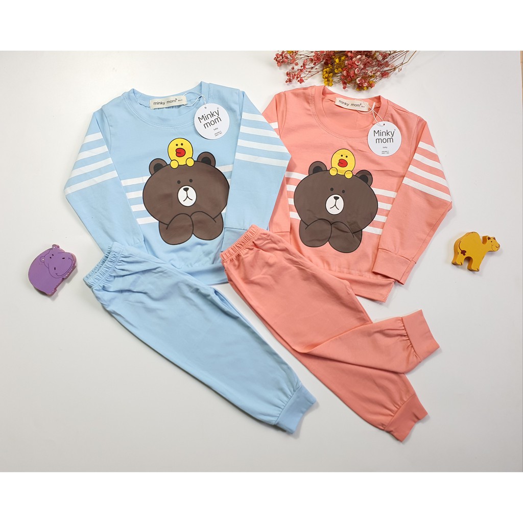 Bộ Dài Tay COTTON 100% MIMKY MOM In Hình Gấu Brown và Vịt Sally TD-IN15