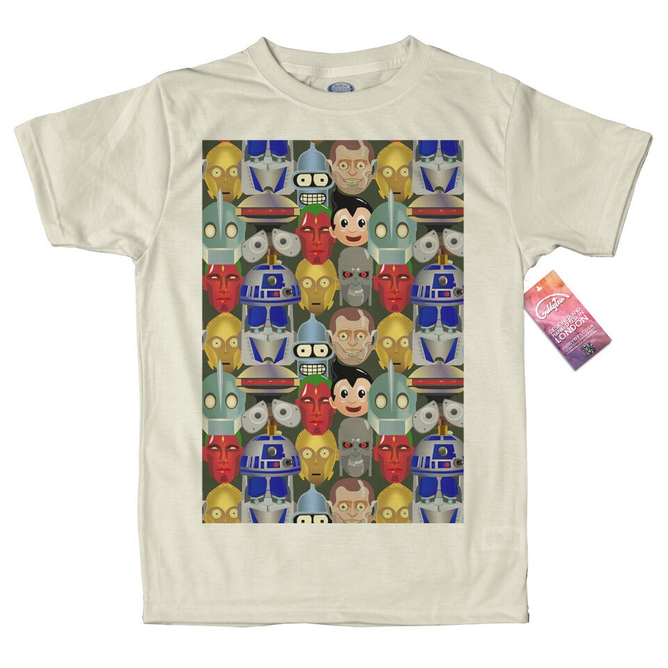 Áo Thun Chất Liệu 100% Cotton In Hoạ Tiết Robot Trẻ Trung Cá Tính