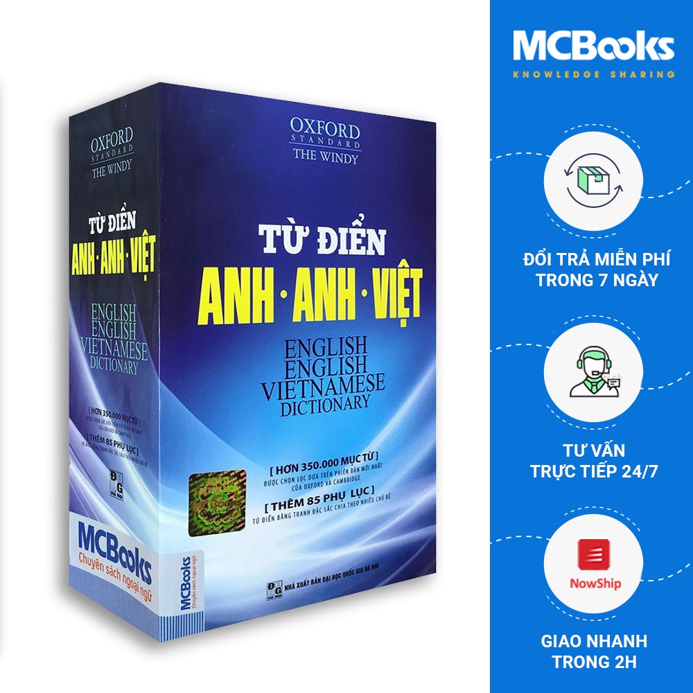 Sách - Từ Điển Anh Anh Việt Phiên Bản Bìa Mềm Màu Xanh - Giải Nghĩa Đầy Đủ Ví Dụ Phong Phú