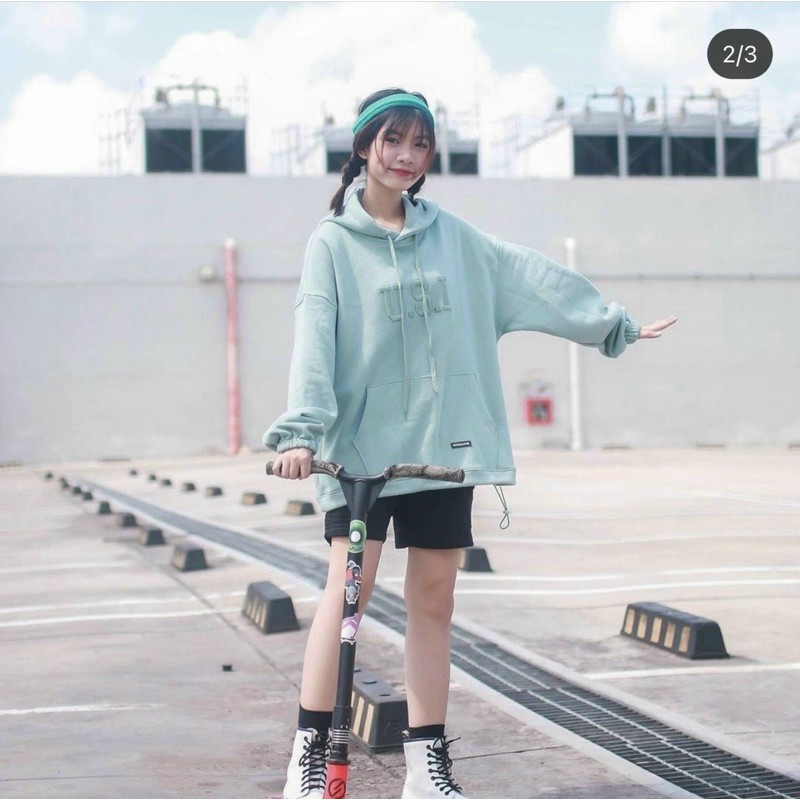 Áo Hoodie chữ thêu USI siêu xinh free size hình chụp thật