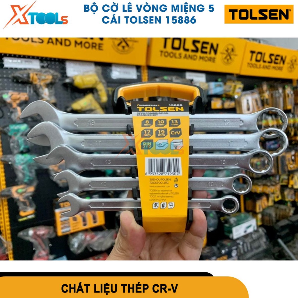 Bộ cờ lê vòng miệng TOLSEN, sử dụng chất liệu thép CR-V, giữ và xoay các đai ốc, bu lông, chốt [CHÍNH HÃNG][XTOOLS]