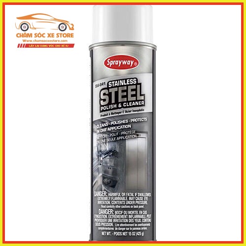 Chai Xịt Tẩy Rửa Và Làm Bóng Thiết Bị Inox Từ Mỹ Sprayway Stainless Steel 841 425g chamsocxestore