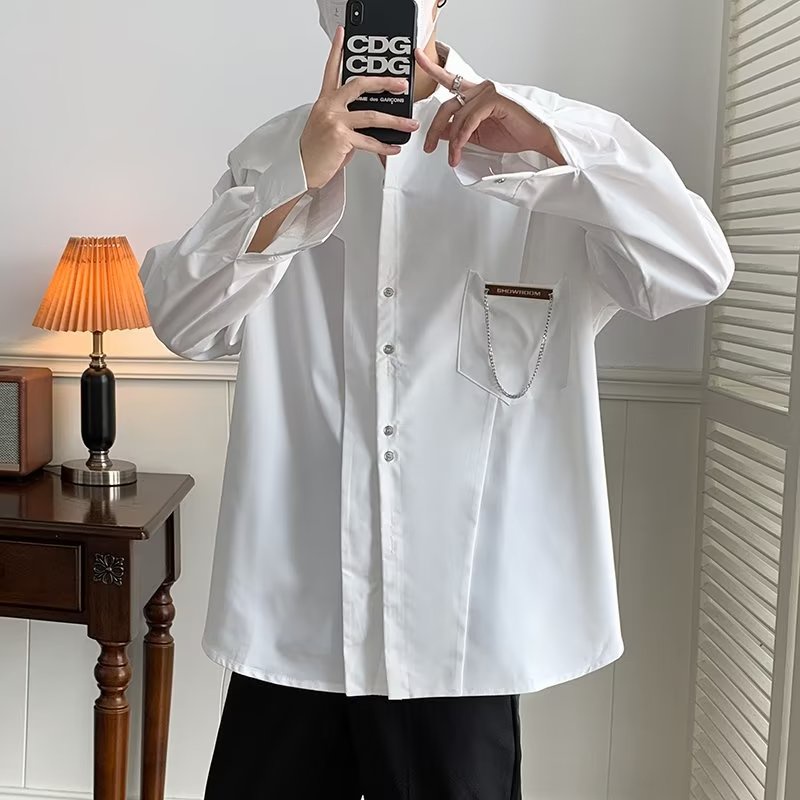 Áo Sơ Mi Tay Dài Màu Trơn Thời Trang Hàn Quốc Trẻ Trung Cho Nam