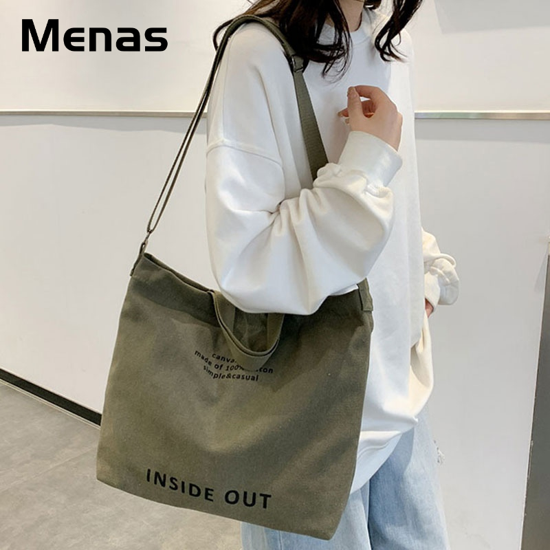 Menas Túi Xách canvas Sức Chứa Lớn Phong Cách retro Thời Trang Cho Nữ