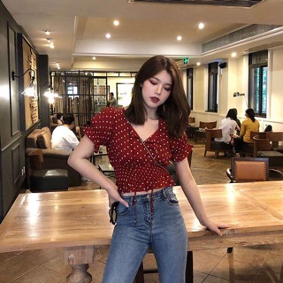 Áo kiểu chấm bi Đỏ