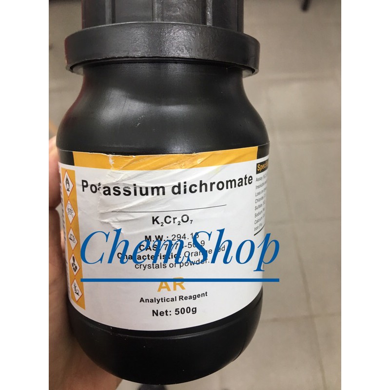 50g Hợp chất tinh khiết K2Cr2O7 (Potassium dichromate, nhãn phụ, chiết từ chai 500g)