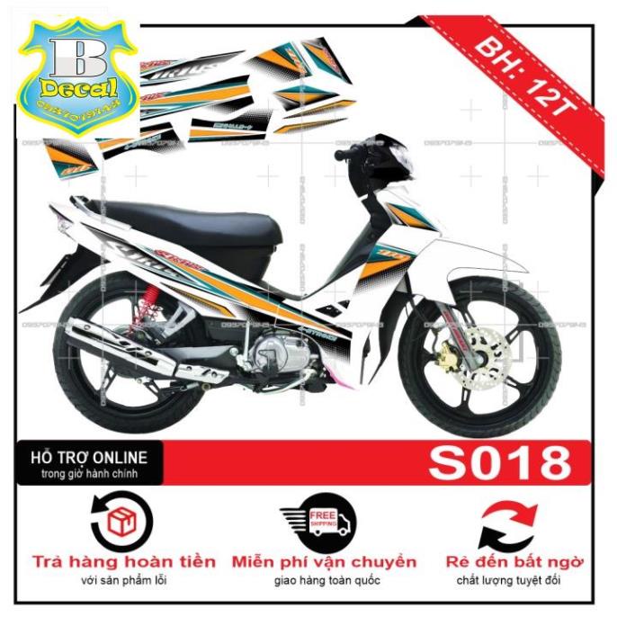( Quí khách vui lòng mang ra tiệm cho thợ dán ) Tem sirius dán xe trắng S018 [Bi Decal]