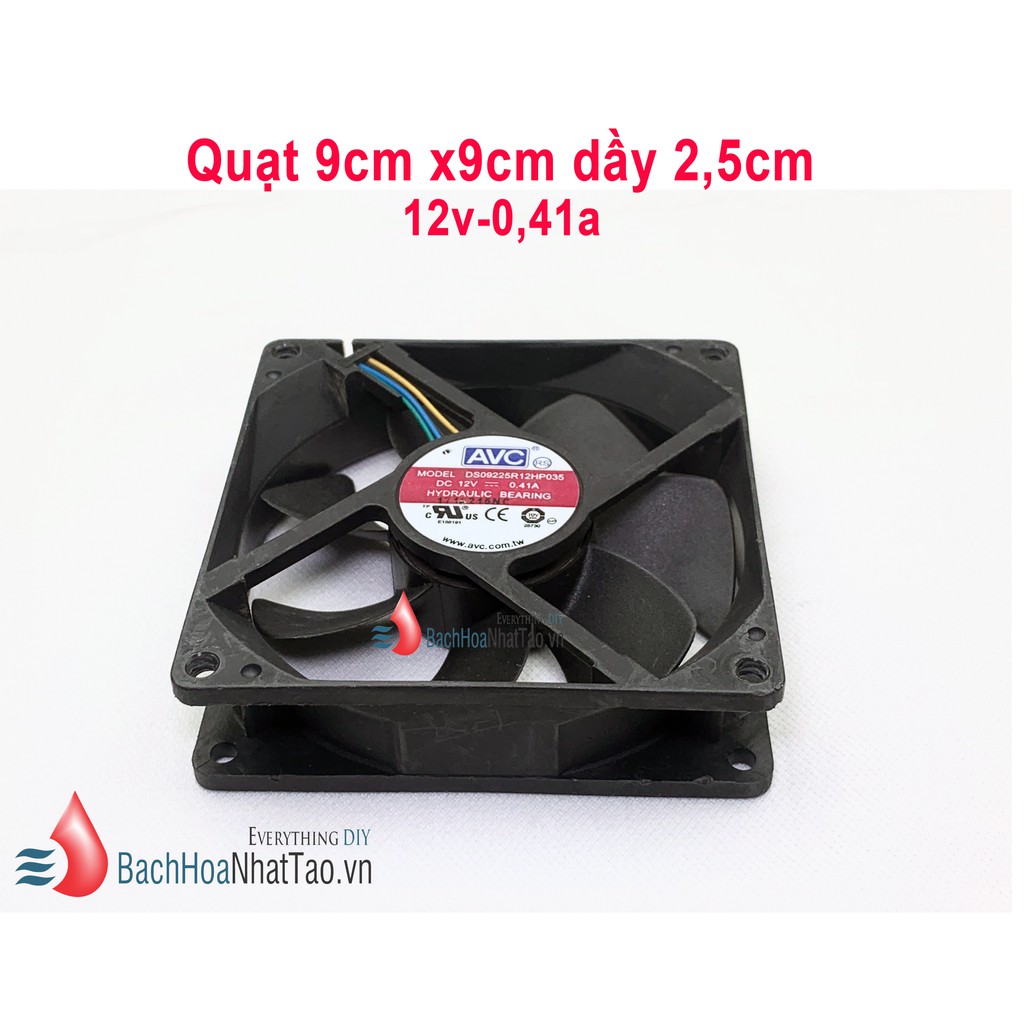 Quạt DC 12v-0,41a vuông 9cm