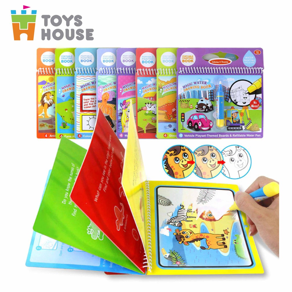 Sách tô màu bút nước thần kỳ ToysHouse size lớn - Đồ chơi giáo dục sớm cho trẻ, giúp phát triển kỹ năng