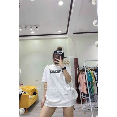 Áo phông rách cá tính in chữ