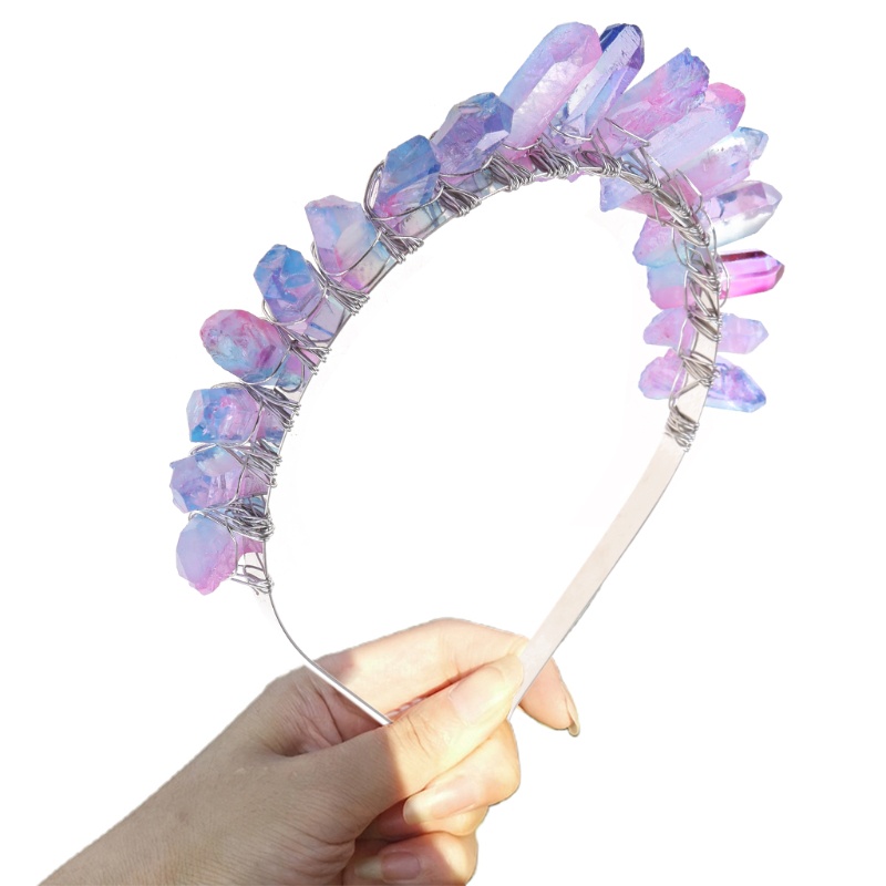 Vương Miện Cài Tóc Bằng Hợp Kim Đính Pha Lê Giả Màu Cầu Vồng Phong Cách Bohemian Vintage Cho Cô Dâu