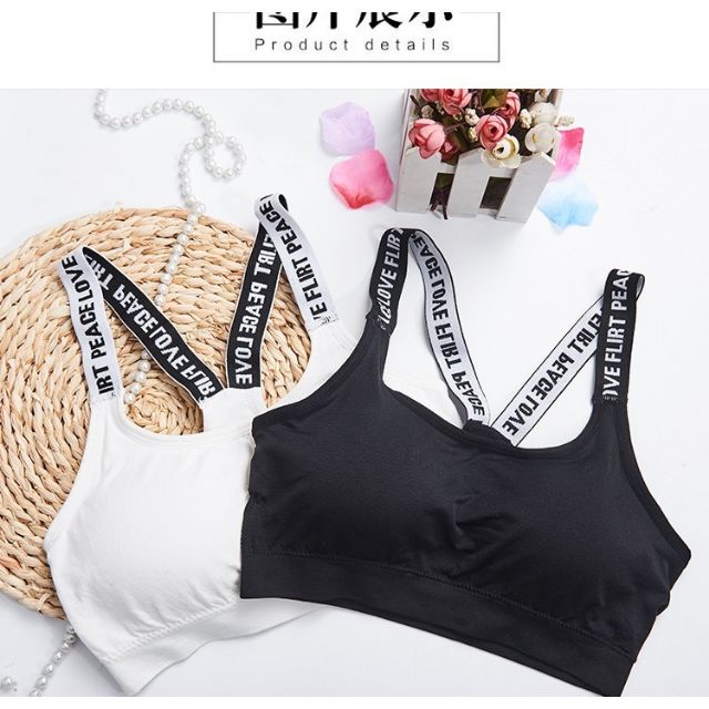 Áo bra nữ cotton dây in chữ mã 032