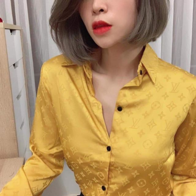 Bán sỉ áo sơ mi nữ lụa gấm 3 mẫu LV Đi , FF