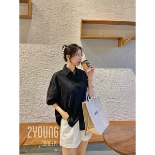 Áo sơ mi basic giấy tay ngắn [2YOUNG] A1611 (ảnh thật)