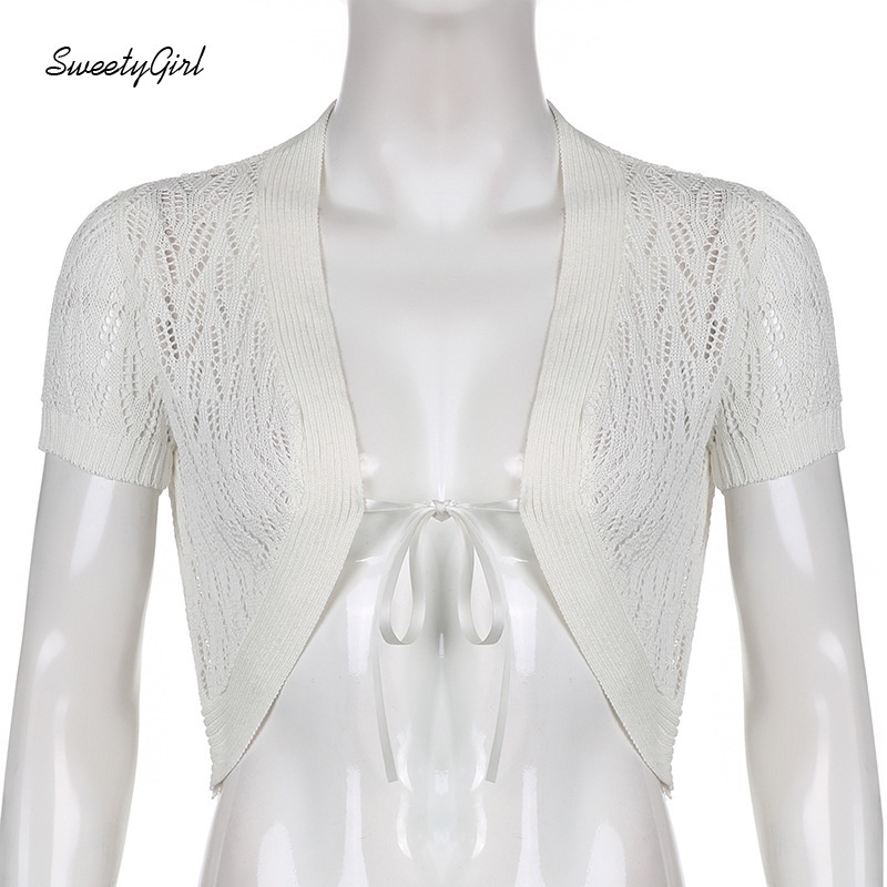 Áo Cardigan Dệt Kim Tay Ngắn Cổ Chữ V Màu Trơn Thời Trang Dành Cho Nữ 2022