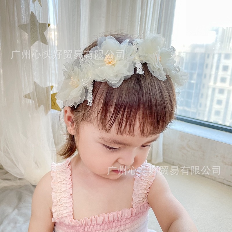 Bờm hoa voan công chúa xinh yêu cho bé