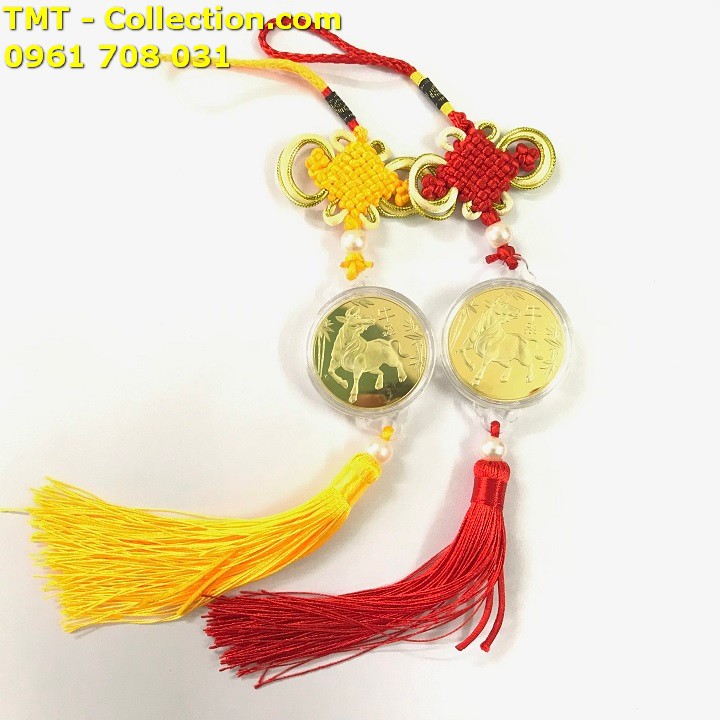 Dây Treo Đồng Xu Úc Hình Con Trâu Vàng, trang trí trong nhà, treo trên xe ôtô, nơi làm việc-TMT Collection - SP005034