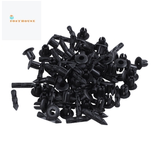 50x Plastic Rivet Bike Fairing Trim Panel Fastener Clips 6mm for Honda Yamaha Black