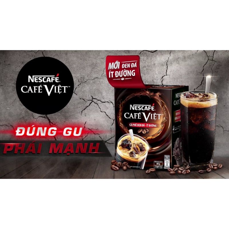 Cà phê hòa tan Nescafé café Việt đen đá (Hộp 15 gói x 16g)