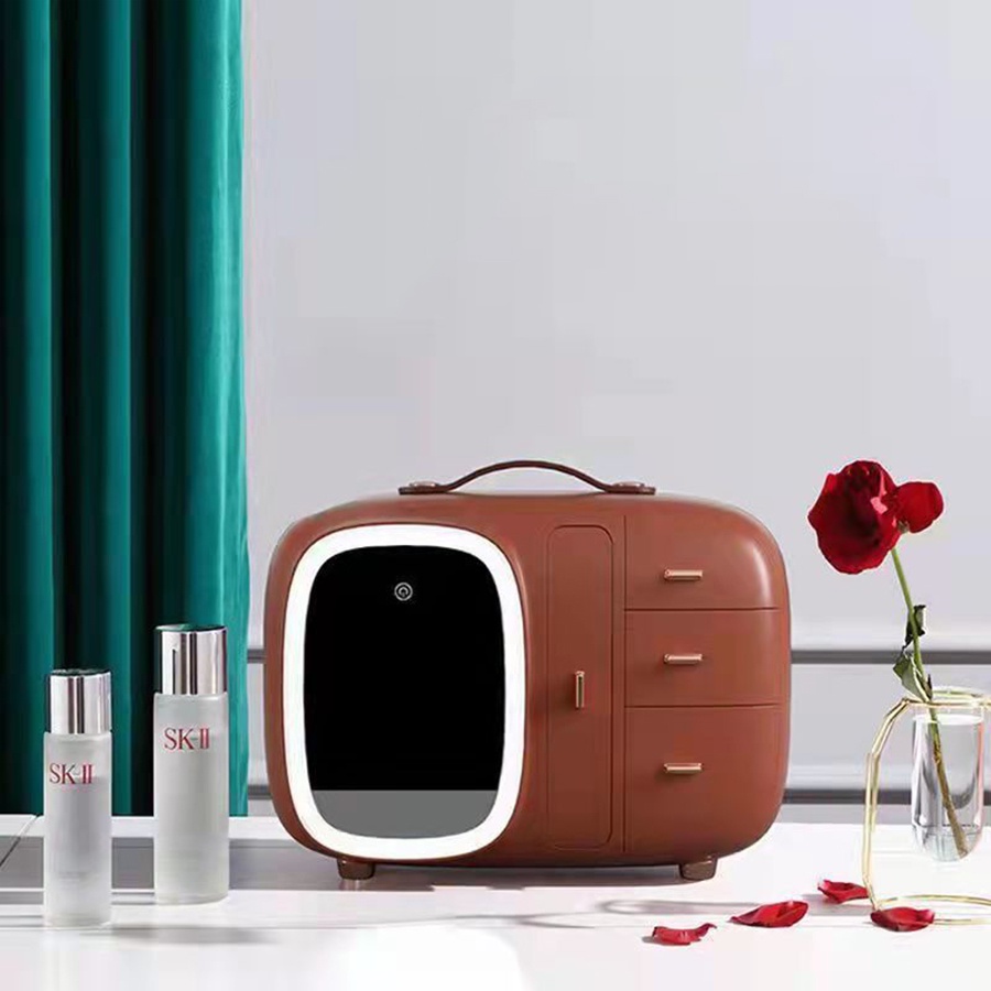 Hộp đựng mỹ phẩm trang sức có gương đèn Led chống nắng chống bụi, Hộp đựng mỹ phẩm nhiều ngăn tiện ích