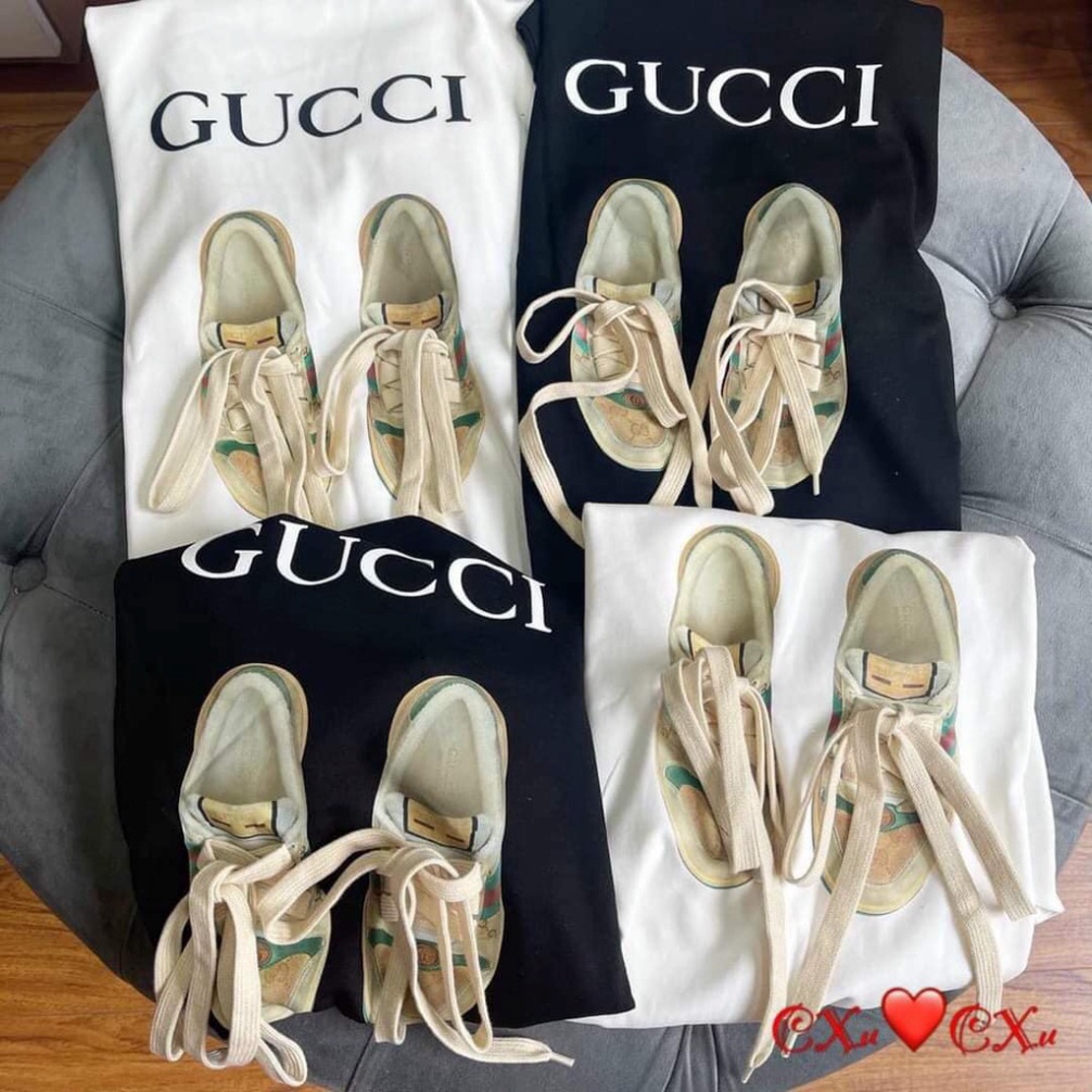 Áo phông nam và  nữ cộc tay form rộng hình đôi giày gucci đẹp, áo thun form rộng tay dài cổ tròn cotton 100% NVT- SPORT | BigBuy360 - bigbuy360.vn