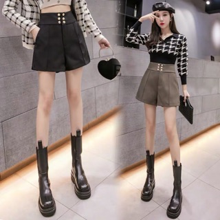 Quần short cạp siêu cao phối 6 khuy