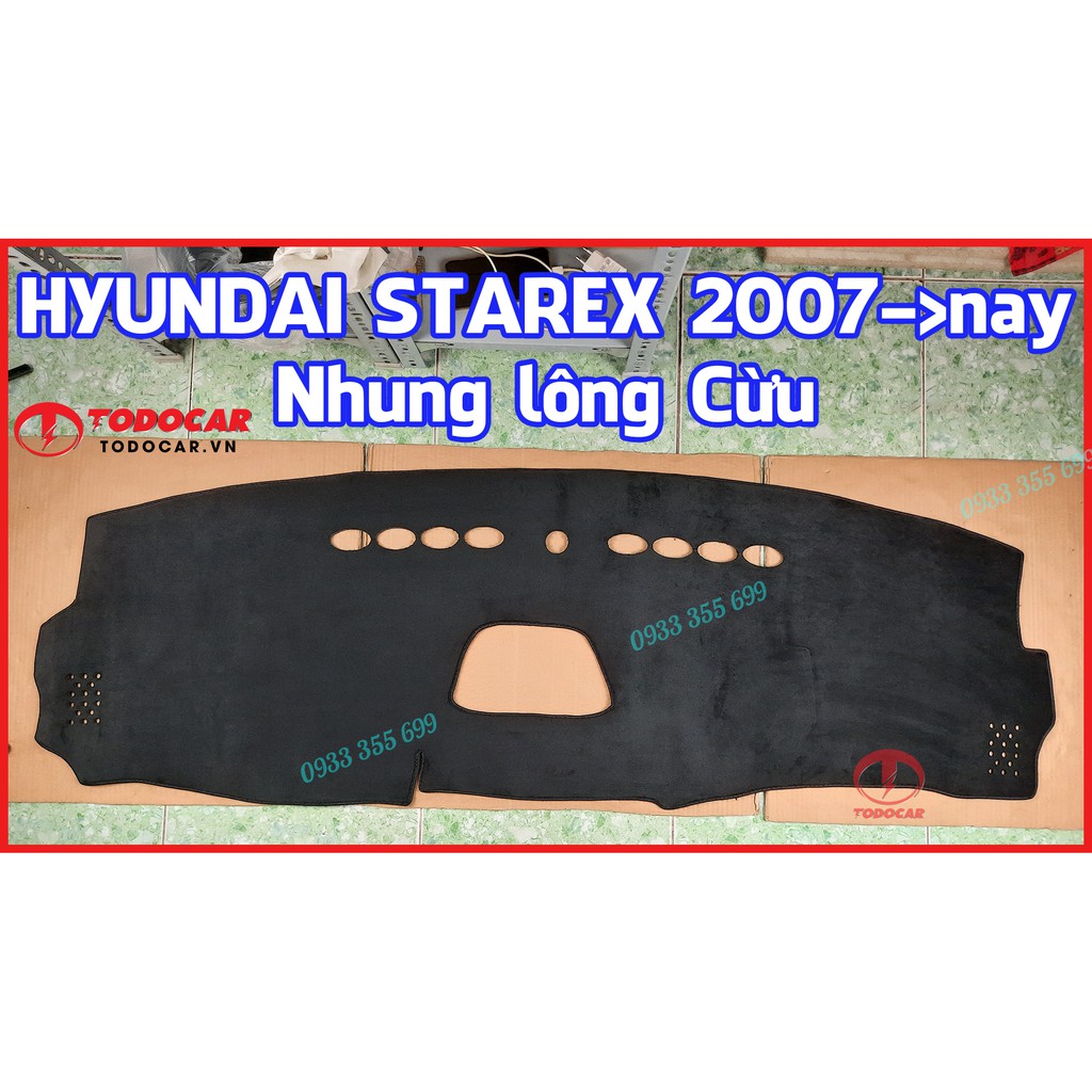 Thảm Taplo HYUNDAI STAREX bằng Nhung lông Cừu hoặc Da vân Carbon