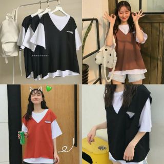 Set áo kèm gile cut out unisex