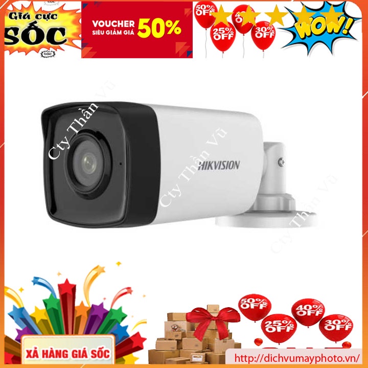 Camera DS-2CE17D0T-IT3FS ghi hình TVI Hik 2MP Thân Vỏ Sắt Có Mic Bán Kính Hồng Ngoại 40m  kholinhkienmayin