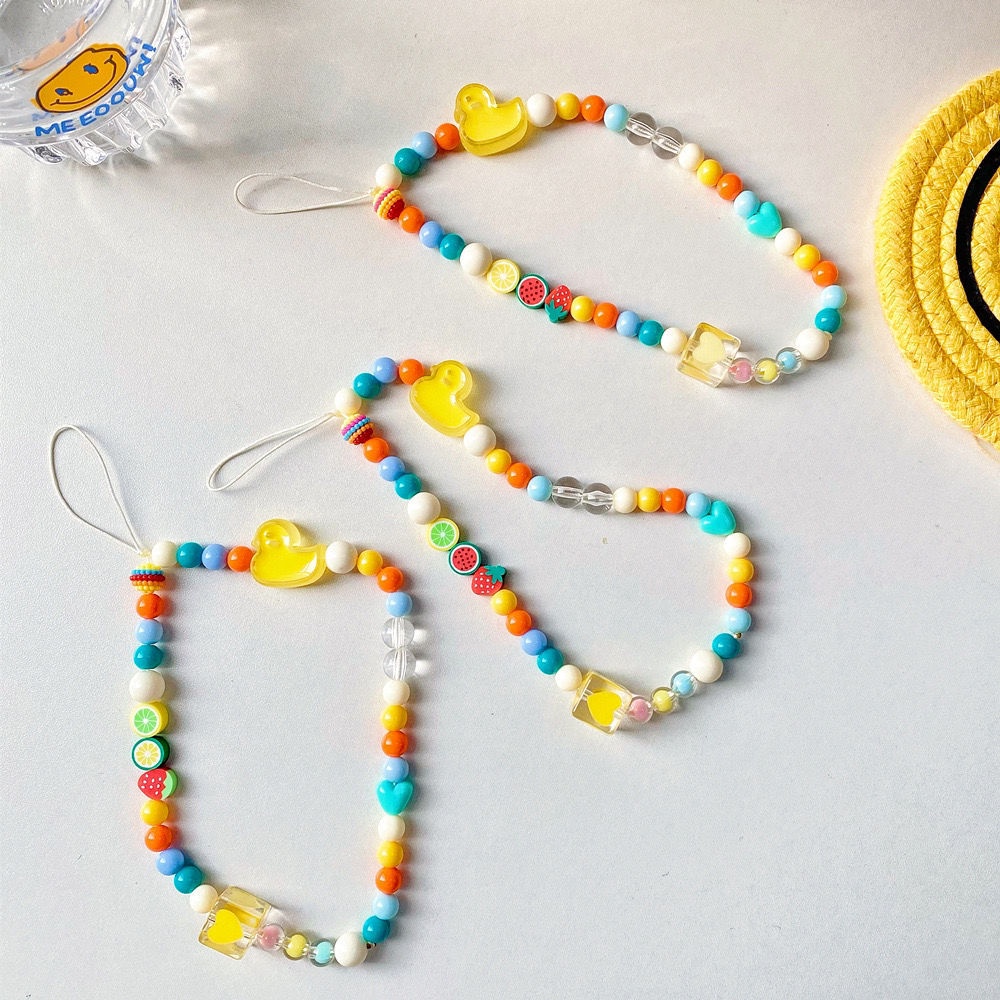 Dây Đeo Điện Thoại Xâu Hạt DIY Hình Vịt Hoạt Hình Trang Sức Dành Cho Nữ