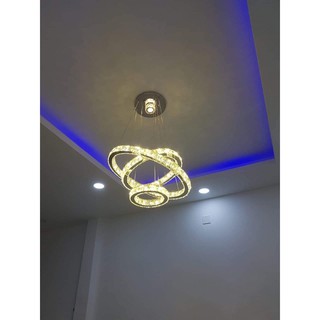 Đèn thả trần 3 vòng pha lê 20*40*60 bản 5cm  TH812