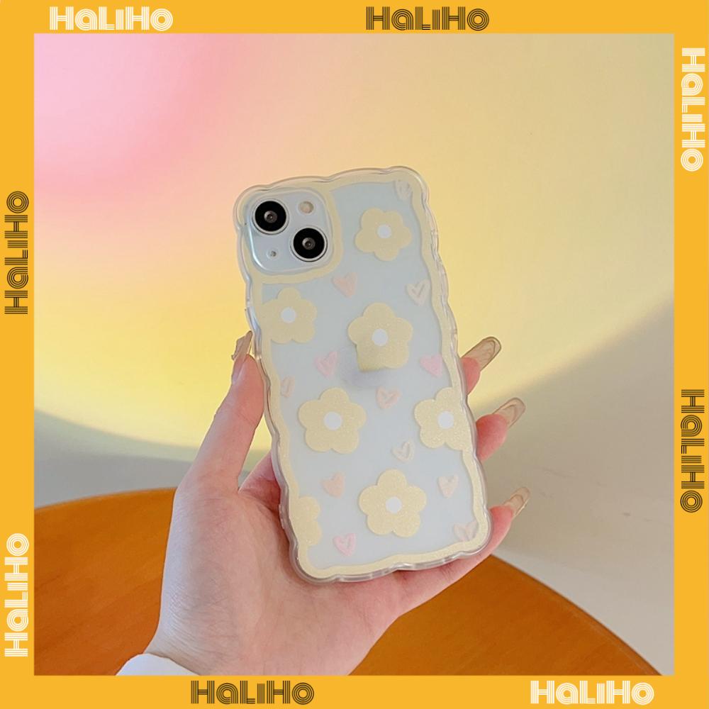 iPhone Case Silicone Soft Case Clear Case Wave Airbag Shockproof Camera Cover Protection Yellow Flower Compatible For iPhone 11 iPhone 13 Pro Max iPhone 12 Pro Max iPhone 7 Plus xr