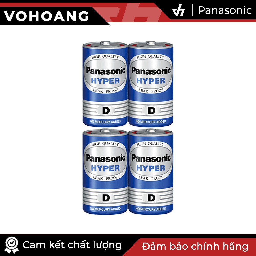 Bộ 4 pin D dùng cho bếp gas - Panasonic carbon D - R20UT (Xanh)