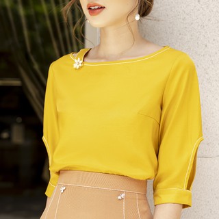 Áo sơ mi nữ cổ thuyền_OLLY_OBA20.007