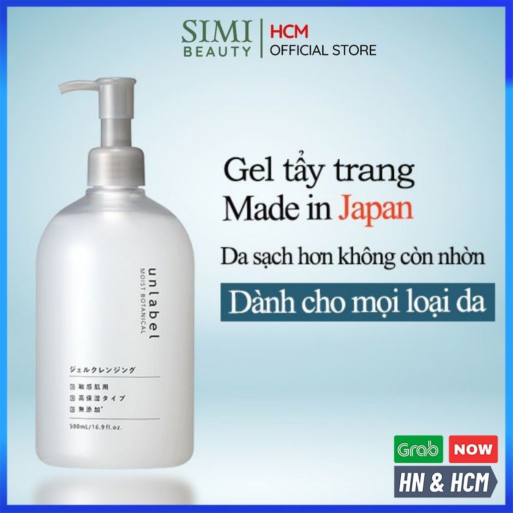Gel tẩy trang không cồn UNLABEL Nhật Bản sạch sâu dưỡng ẩm mắt môi cho da dầu mụn khô hỗn hợp nhạy cảm bà bầu Simi