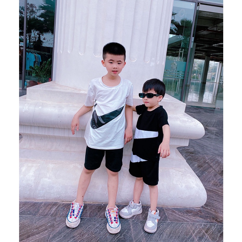 Bộ Quần Áo Trẻ Em Cộc Tay In Hình NIIKEE Vải Cotton Cho Bé Trai Từ 8-20kg Mã CT46