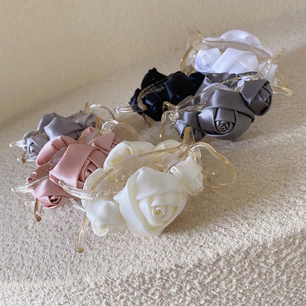 Kẹp Tóc Bằng Nhựa Hình Hoa Hồng Ba Kích Thước Phong Cách Hàn Quốc Thanh Lịch Dành Cho Nữ