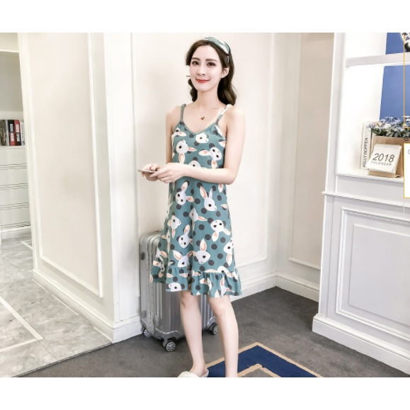 Váy ngủ hai dây váy mặc nhà dễ thương  có đệm ngực phong cách hàn | BigBuy360 - bigbuy360.vn