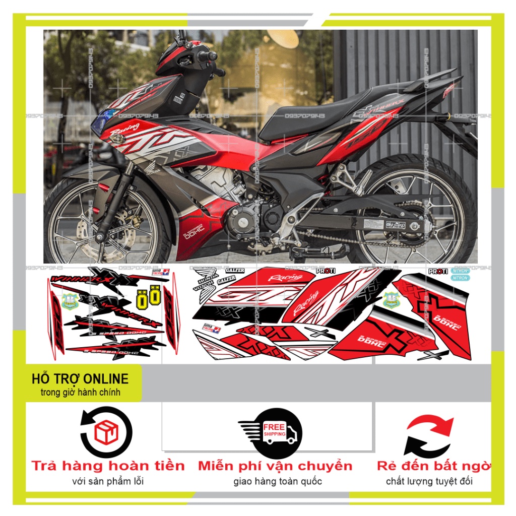 TEM RỜI WINNER X CHẾ DÁN XE ĐEN NHÁM -- SHIN DECAL 2