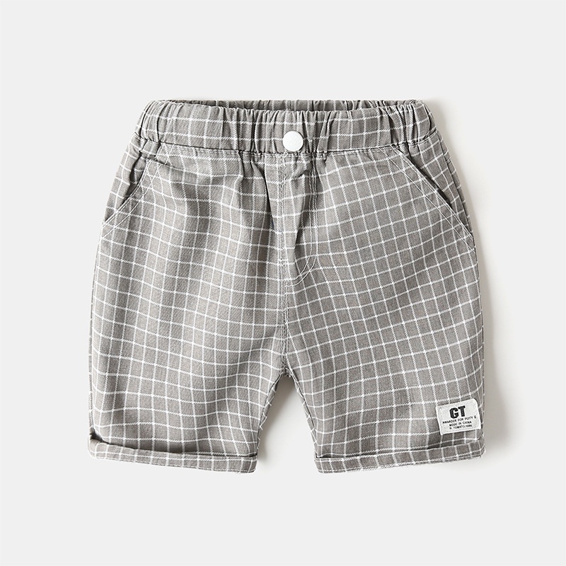 Quần short vải cotton kẻ sọc ca rô thời trang mùa hè dành cho bé trai 90-130cm