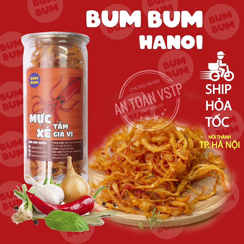 Mực xé tẩm gia vị BumBum đồ ăn vặt Hà Nội vừa ngon vừa rẻ