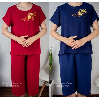 Đồ Bộ Trung Niên Đũi Thái Bộ Đũi Thái Trung Niên Đỗ Bộ Nữ Trung Niên Set Đồ Cho Mẹ Mặc Nhà