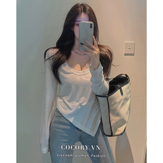  【Cocory】 Áo Tay Dài Cổ Chữ U Thời Trang Quyến Rũ Dành Cho Nữ