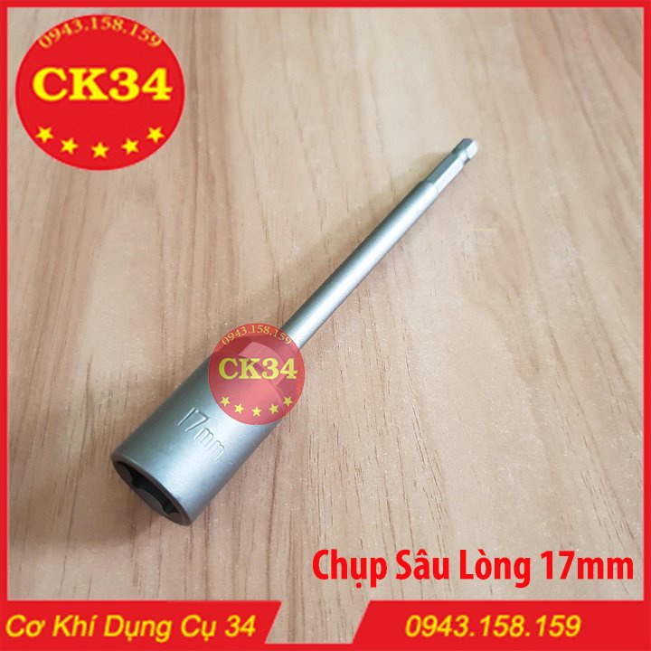 Chụp bulong, tuýp vặn khẩu sâu lòng 6-19mm cho khoan, bắn vít dài 150mm chuôi lục giác 14pc